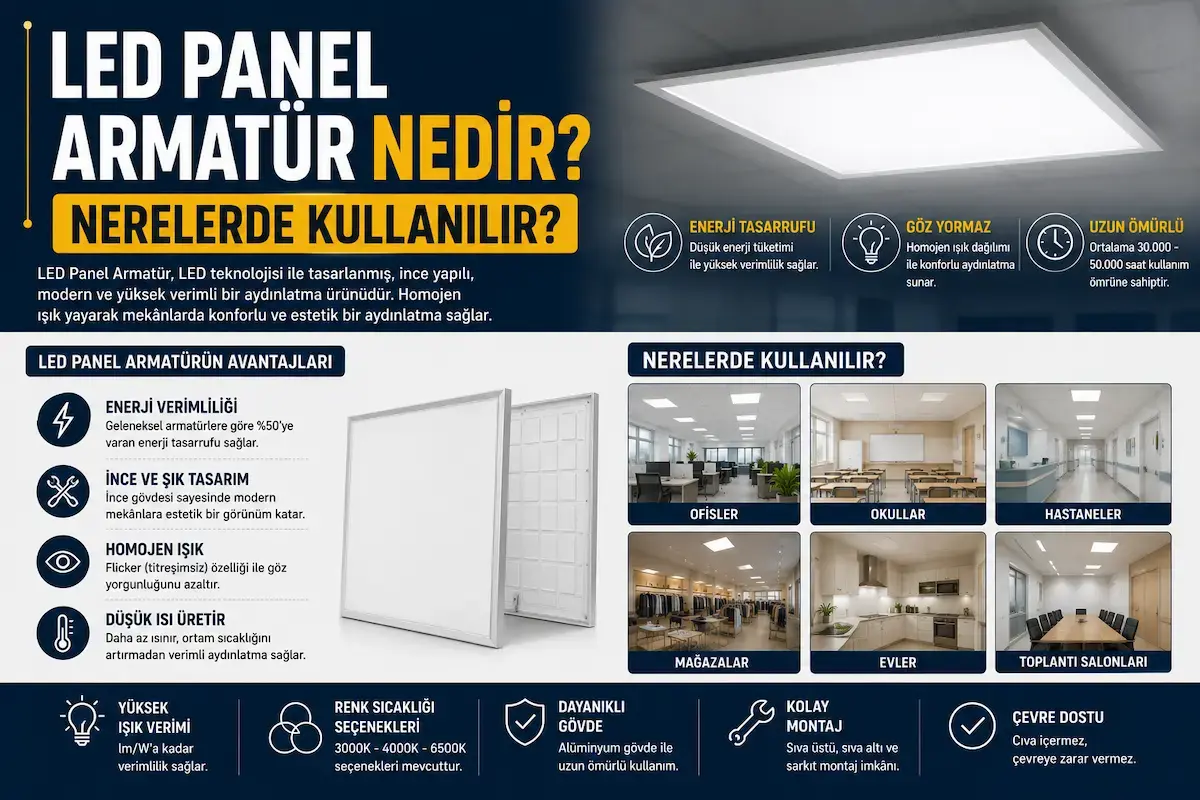LED Panel Armatür Nedir? Nerelerde Kullanılır?