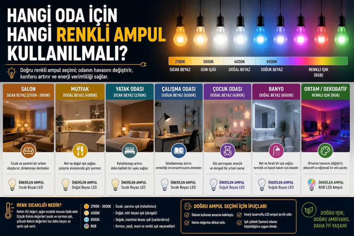 Hangi Oda İçin Hangi Renkli Ampul Kullanılmalı?
