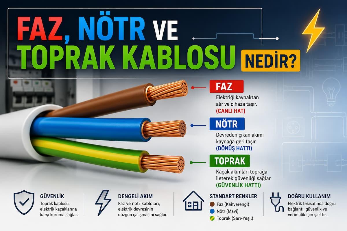 Faz, Nötr ve Toprak Kablosu Nedir?