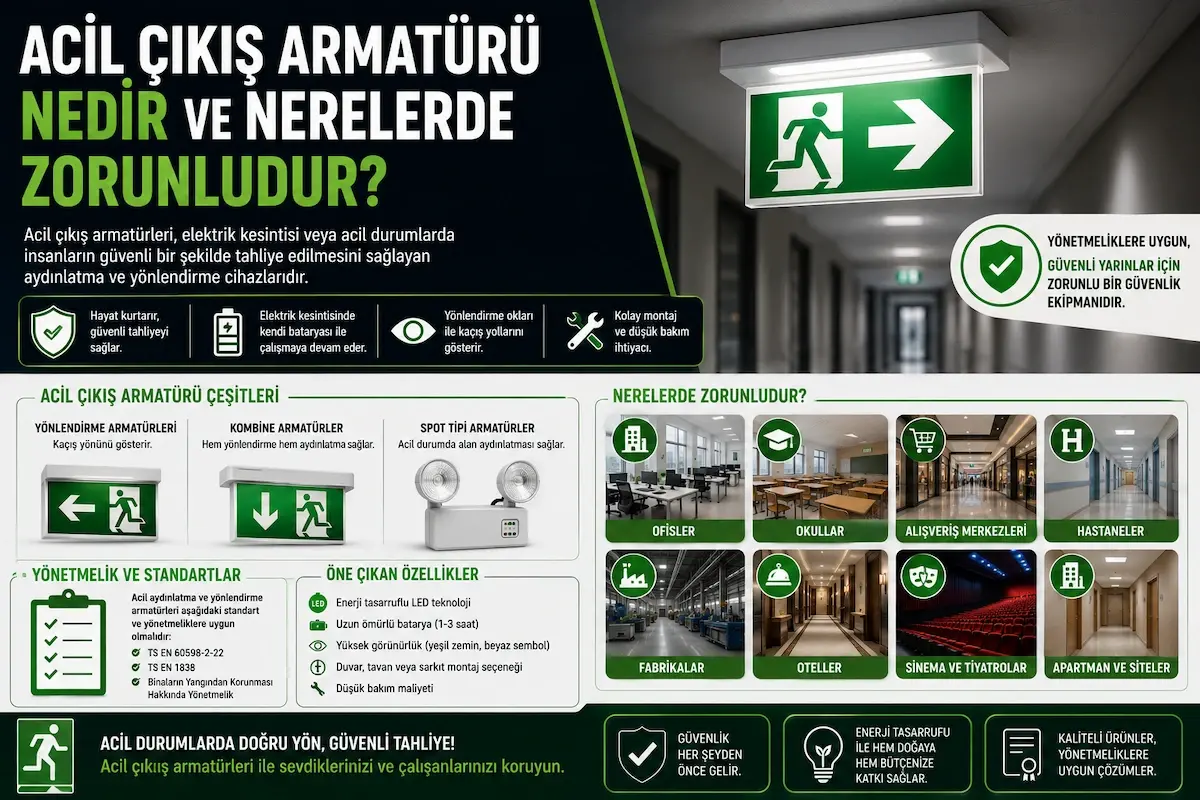 Acil Çıkış Armatürü Nedir ve Nerelerde Zorunludur?