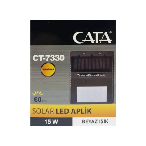 Cata 15w Solar Sensörlü Led Bahçe Aplik Beyaz CT-7330B