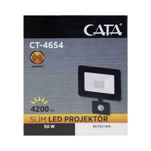 Cata 50W Sensörlü Smd Led Projektör 6500K (Beyaz) CT-4654