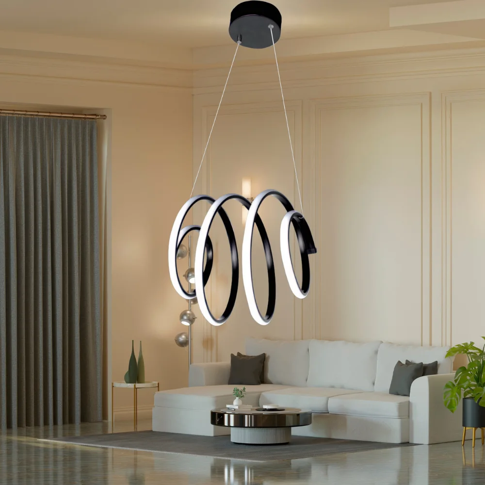  Ledli Avize Spiral (siyah) El-06s