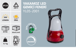 Noas Yakamoz El Feneri Ledli Şarjlı Dimmerli Işıldak YL05-2001