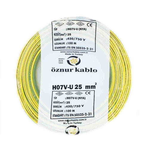 Öznur 25 mm NYA Kablo-100m (Sarı/Yeşil)