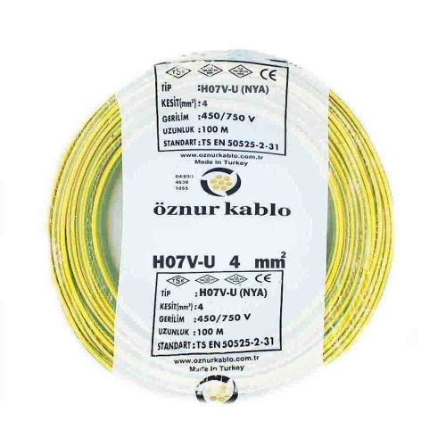 Öznur 4 mm NYA Kablo-100m (Sarı/Yeşil)