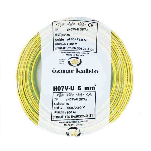 Öznur 6 mm NYA Kablo-100m (Sarı/Yeşil)