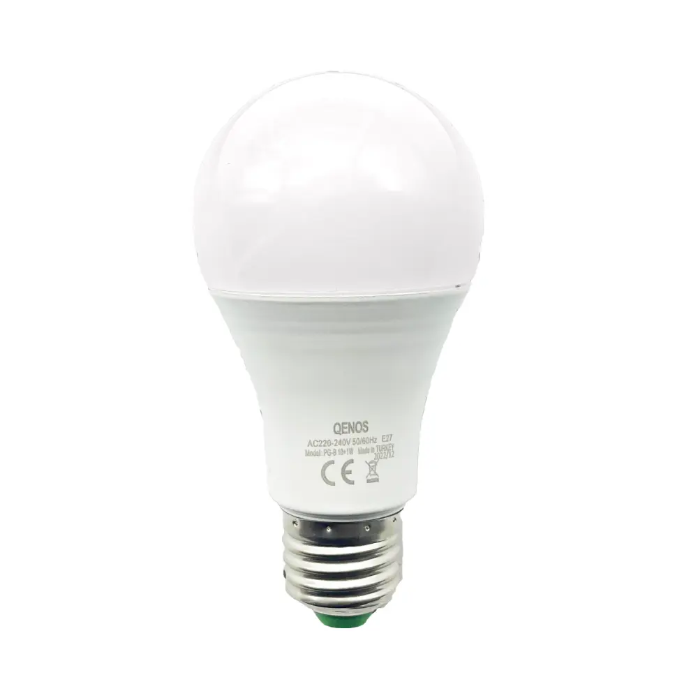  Qenos 10w+1w 2 Renk Ledli Ampul E27 Duy (beyaz-kırmzı)