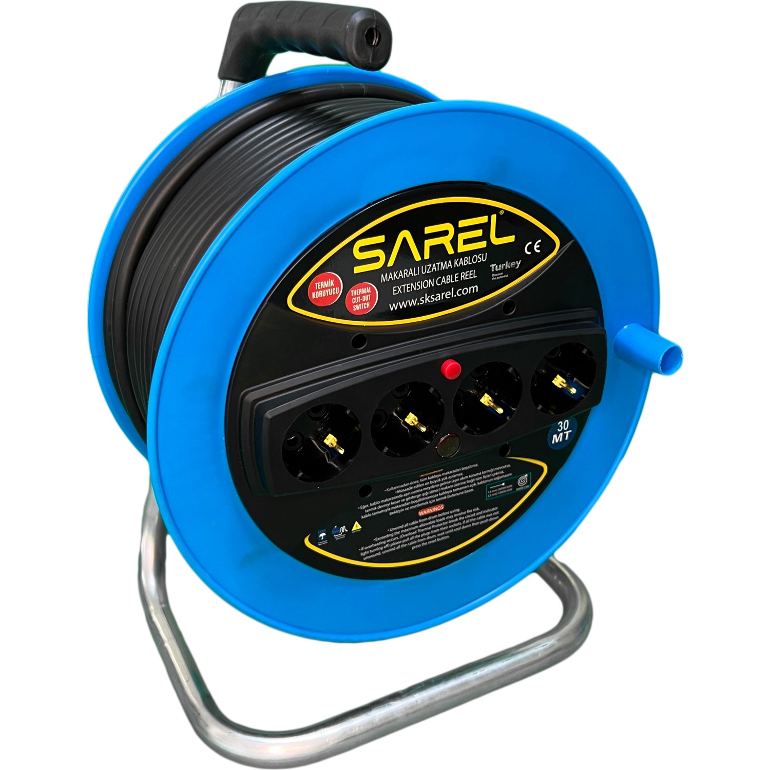  Sarel Termal Sigortalı Mavi Makaralı Uzatma Kablosu (40m 3x2,5 Mm Kablolu)