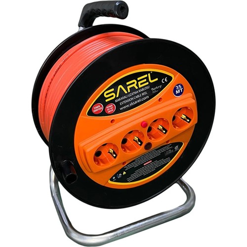  Sarel Termal Sigortalı Siyah Makaralı Uzatma Kablosu (50m 3x1,5 Mm Kablolu)
