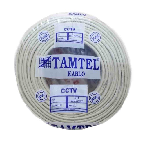 Tamtel 2+1 Cctv 2X0,22 mm Kamera Kablosu Bakır (100m)