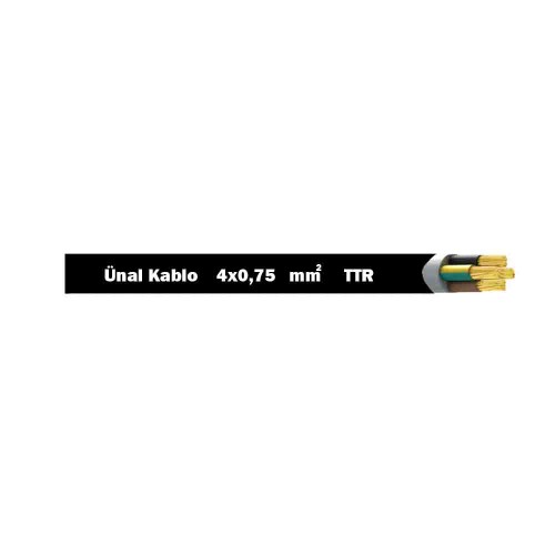 Ünal 4X0,75 mm TTR Kablo-1m (Siyah)