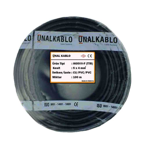 Ünal 5x4 mm TTR Kablo-100m (Siyah)