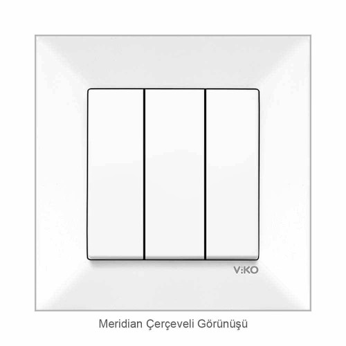 Viko Karre/Meridian 3'lü Anahtar Mekanizma Beyaz (Çerçeve Hariç)