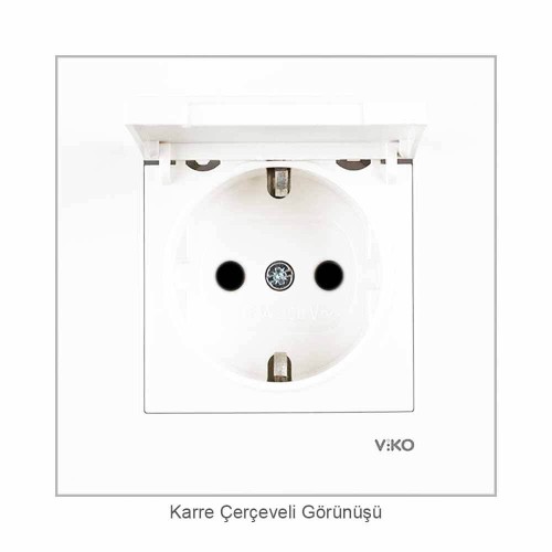 Viko Karre/Meridian Kapaklı Topraklı Priz Mekanizma Beyaz (Çerçeve Hariç)